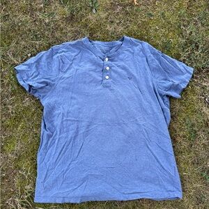 American Eagle Outfitters Men’s Blue Casual Henley Short Sleeve Shirt Size Large